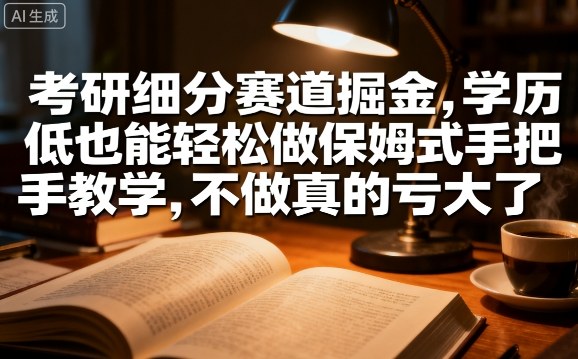 考研细分赛道掘金，日入1k+，学历低也能轻松做保姆式手把手教学，不做真的亏大了【揭秘】-月亮湾网创资源站