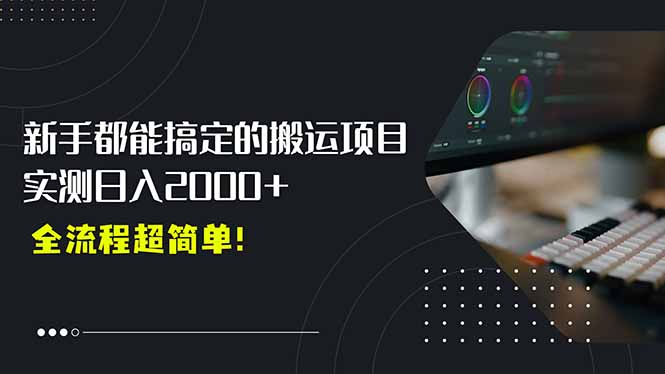 平台主动扶持的新风口，0基础轻松起号，搬运剪辑日入2000+！-月亮湾网创资源站