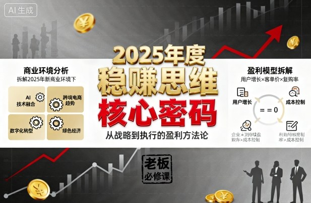 2025年度稳賺思维老板创业营，拆解2025年新商业环境下，企业实现持续盈利的核心密码-月亮湾网创资源站