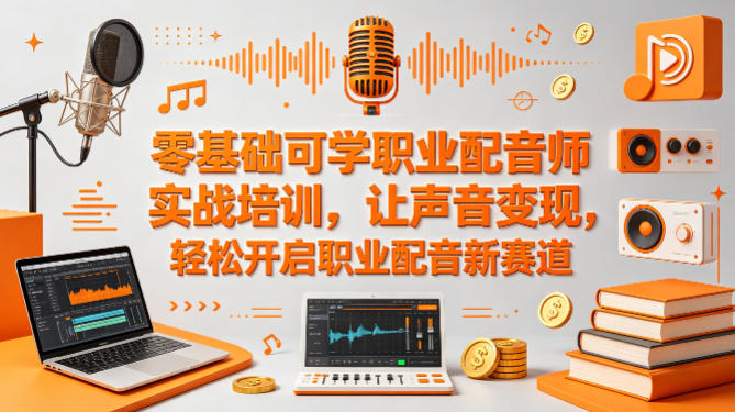 零基础可学职业配音师实战培训，让声音变现，轻松开启职业配音新赛道-月亮湾网创资源站