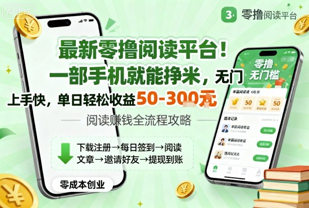 最新零撸阅读平台！一部手机就能挣米，无门槛上手快，单日轻松收益50-3张【揭秘】-月亮湾网创资源站