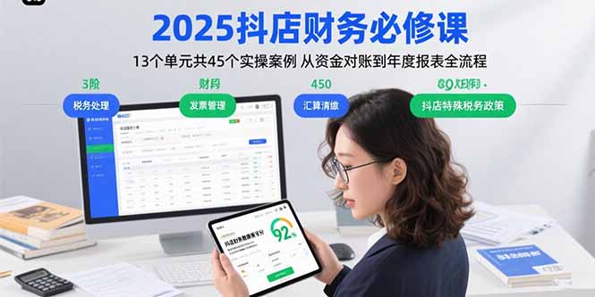 2025抖店财务必修课：13个单元共45个实操案例 从资金对账到年度报表全流程-月亮湾网创资源站