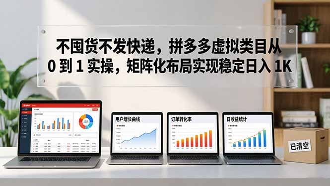 不囤货不发快递，拼多多虚拟类目从 0 到 1 实操，矩阵化布局实现稳定日入 1K-月亮湾网创资源站