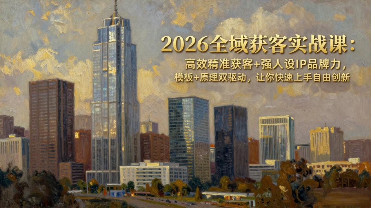 2026全域获客实战课：高效精准获客+强人设IP品牌力，模板+原理双驱动，让你快速上手自由创新-月亮湾网创资源站