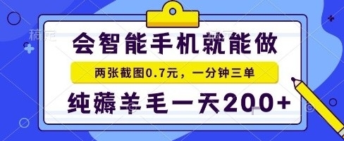 手机项目，二十秒一单，纯薅羊毛一天2张+做就有【揭秘】-月亮湾网创资源站