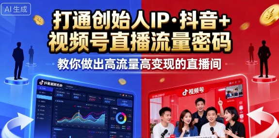 25年直播9-10两期线下课，打通创始人IP，抖音+视频号直播流量密码，教你做出高流量高变现的直播间-月亮湾网创资源站
