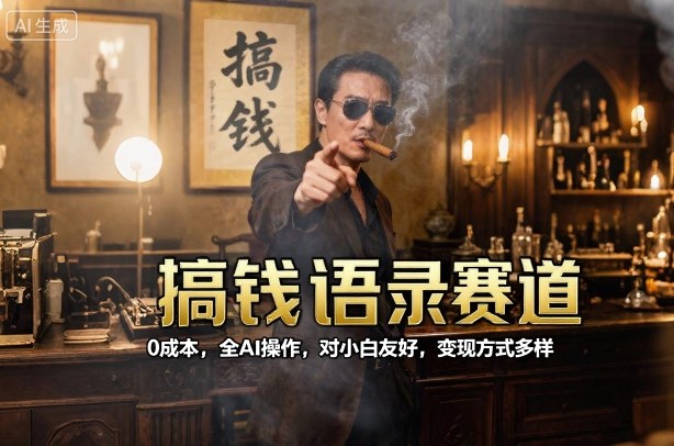 搞钱语录赛道，0成本，全AI操作，对小白友好，变现方式多样-月亮湾网创资源站