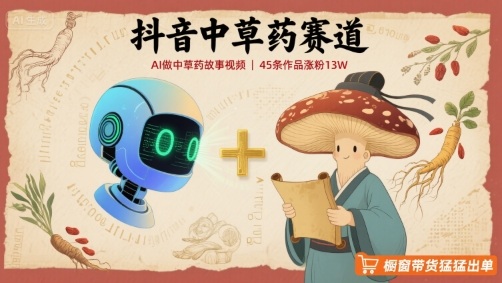 抖音中草药赛道，用AI做中草药故事视频，45条作品涨粉13W，橱窗带货猛猛出单-月亮湾网创资源站