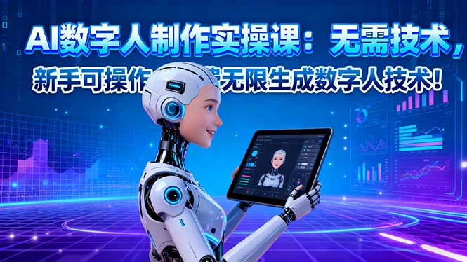 AI数字人制作实操课：无需技术，新手可操作，免费无限生成数字人技术！-月亮湾网创资源站