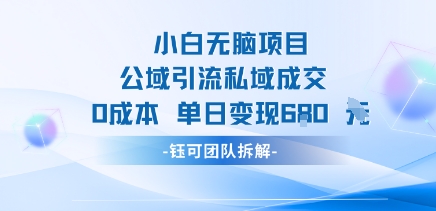 小白无脑项目公域引流私域成交0成本单日变现680米-月亮湾网创资源站