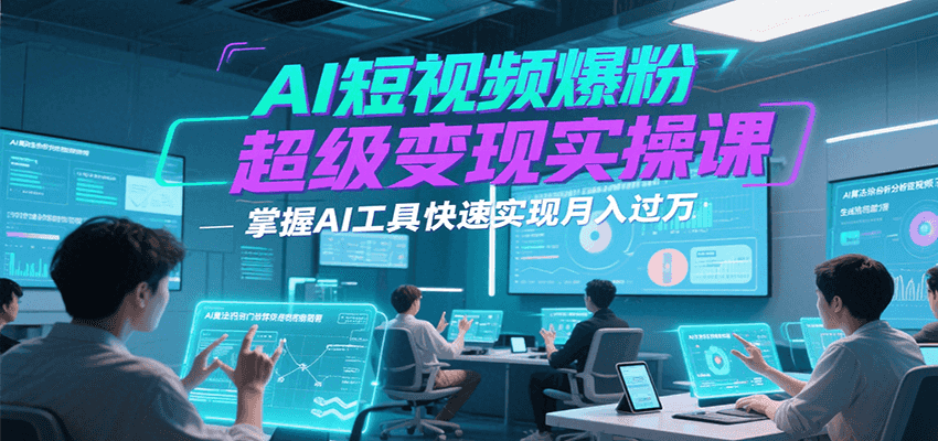 AI短视频爆粉超级变现实操课，掌握AI工具快速实现月入过万-月亮湾网创资源站