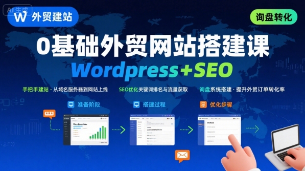 WordPress外贸建站+SEO优化课程，手把手教你从0到1搭建可获得询盘的外贸网站-月亮湾网创资源站