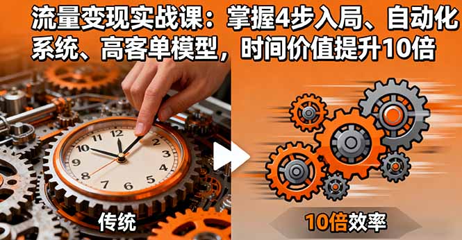 流量变现实战课：掌握4步入局、自动化系统、高客单模型，时间价值提升10倍-月亮湾网创资源站