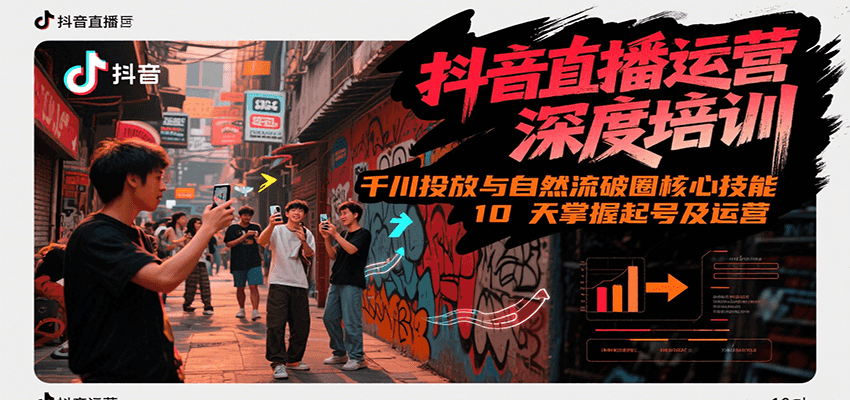 抖音直播运营深度培训，千川投放与自然流核心技能，10天掌握起号及运营(6-7月新课)-月亮湾网创资源站