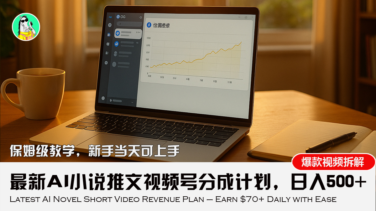 最新AI小说推文视频号分成计划，新手小白也能当天日入500+教程-月亮湾网创资源站
