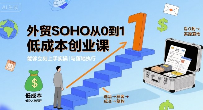 外贸SOHO从0到1低成本创业课，能够立刻上手实操与落地执行-月亮湾网创资源站