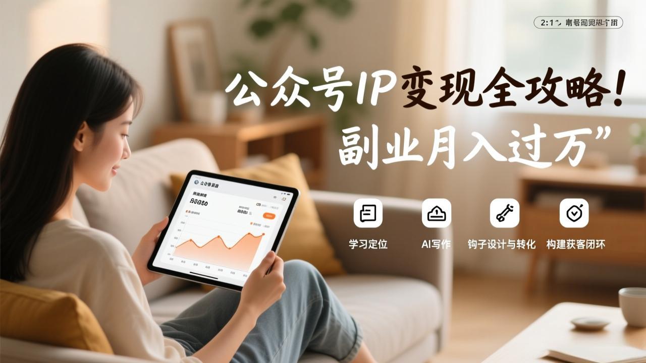 公众号IP变现全攻略，学习定位、AI写作、钩子设计与转化，构建获客闭环，副业月入过万-月亮湾网创资源站