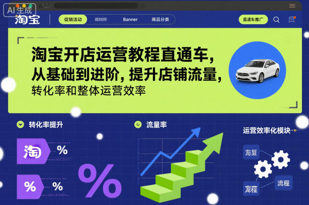 淘宝开店运营教程直通车，从基础到进阶，提升店铺流量，转化率和整体运营效率(更新26年4月20日)-月亮湾网创资源站