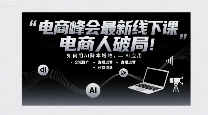 电商峰会最新线下课，电商人破局，如何用AI降本增效，AI应用-全域推广-直播运营-付费流量-月亮湾网创资源站