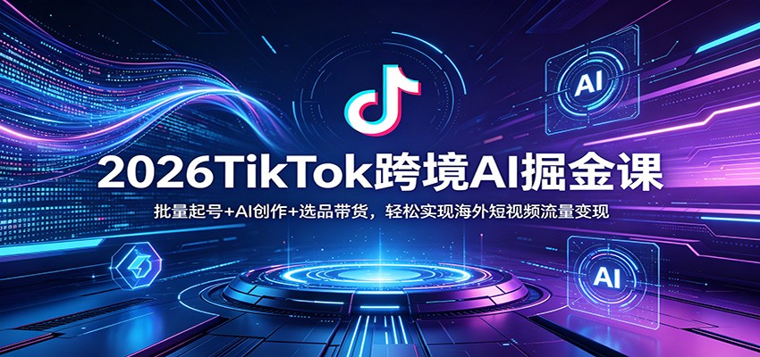 2026TikTok跨境AI掘金课：批量起号+AI创作+选品带货，轻松实现海外短视频流量变现-月亮湾网创资源站