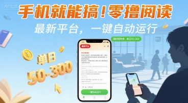 手机就能搞！零撸阅读挂G，最新平台，一键自动运行，随时随地挣，单日50-3张+【揭秘】-月亮湾网创资源站