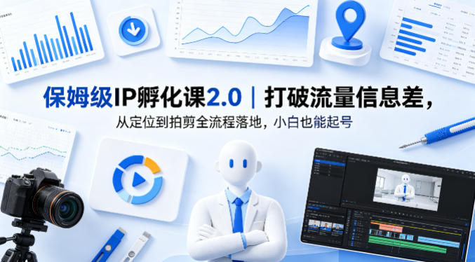 保姆级IP孵化课2.0｜打破流量信息差，从定位到拍剪全流程落地，小白也能起号-月亮湾网创资源站