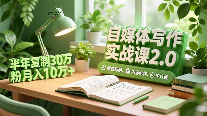自媒体写作实战课2.0，爆款标题、内容结构、IP打造，半年复制30万粉月入10万+-月亮湾网创资源站