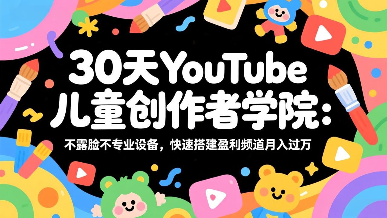 30天YouTube儿童创作者学院：不露脸不专业设备，快速搭建盈利频道月入过万-月亮湾网创资源站