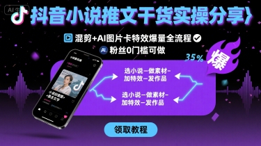 抖音小说推文干货实操分享，混剪+AI图片卡特效爆量全流程，0粉丝0门槛可做-月亮湾网创资源站