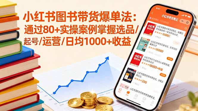 小红书图书带货爆单法：通过80+实操案例掌握选品/起号/运营/日均1000+收益-月亮湾网创资源站