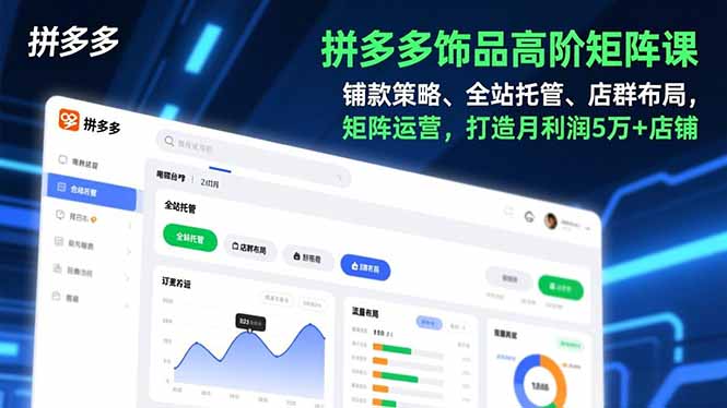 拼多多饰品高阶矩阵课，铺款策略、全站托管、店群布局，矩阵运营，打造月利润5万+店铺-月亮湾网创资源站