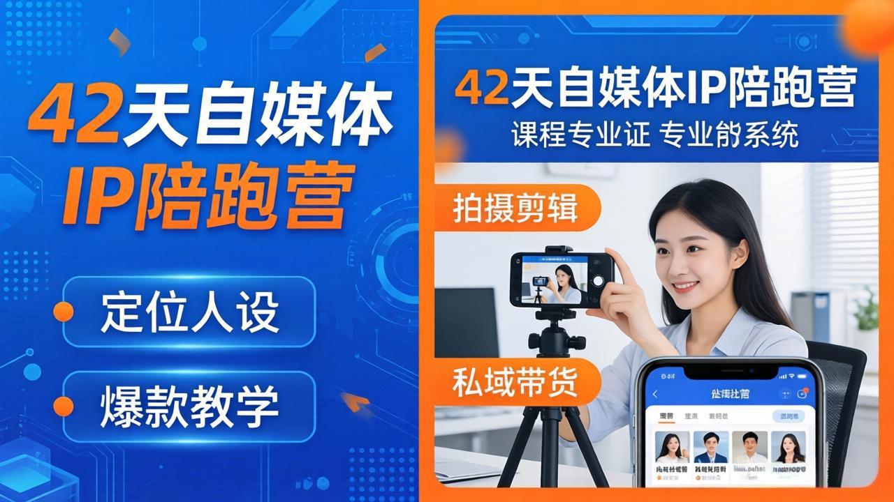 42天自媒体IP陪跑营-26年4月19更新：定位人设爆款全教学，拍摄剪辑私域带货一站式落地-月亮湾网创资源站