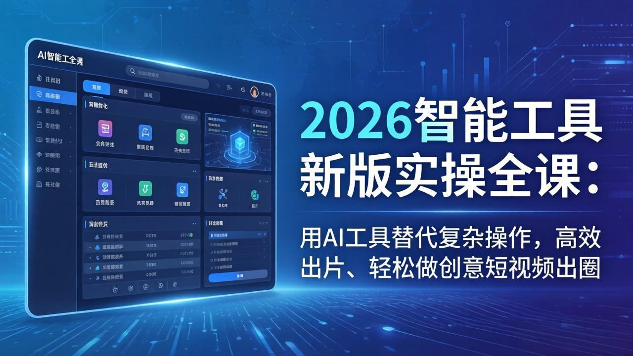 2026智能工具新版实操全课：用AI工具替代复杂操作，高效出片、轻松做创意短视频出圈-月亮湾网创资源站
