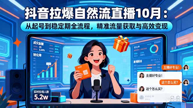 抖音拉爆自然流直播10月：从起号到稳定期全流程，精准流量获取与高效变现-月亮湾网创资源站