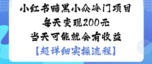 小红书暗黑小众冷门项目每天变现2张当天可能就会有收益-月亮湾网创资源站