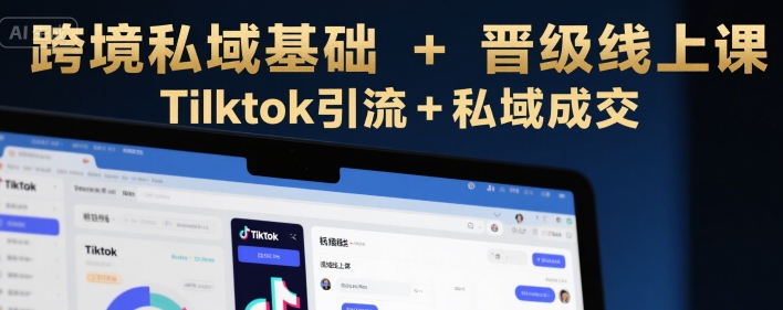 跨境私域基础+晋级线上课，Tilktok引流+私域成交-月亮湾网创资源站