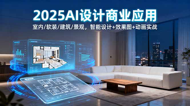 2025AI设计商业应用：室内/软装/建筑/景观，智能设计+效果图+动画实战-月亮湾网创资源站