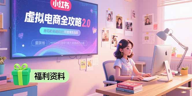 虚拟电商全攻略2.0，开店选品实操流程，账号定位、货源发布、笔记发布技巧-月亮湾网创资源站
