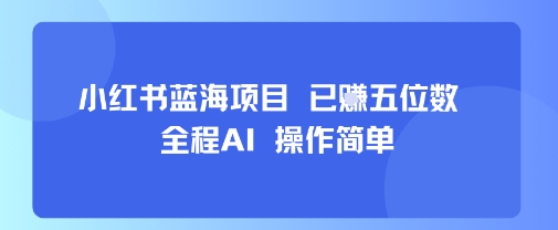 小红书蓝海项目，全程AI，操作简单，已挣五位数-月亮湾网创资源站