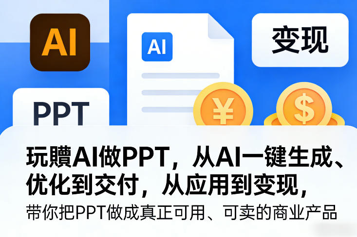 玩賺AI做PPT，从AI一键生成、优化到交付，从应用到变现，带你把PPT做成真正可用、可卖的商业产品(更新0421)-月亮湾网创资源站