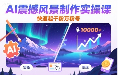 AI震撼风景制作实操课，快速起千粉万粉号-月亮湾网创资源站