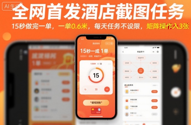 全网首发酒店截图任务，15秒做完一单，一单0.6米，每天任务不设限，矩阵操作日入3张【揭秘】-月亮湾网创资源站