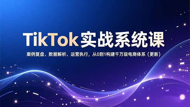 TikTok实战系统课，案例复盘、数据解析、运营执行，从0到1构建千万级电商体系(更新-月亮湾网创资源站
