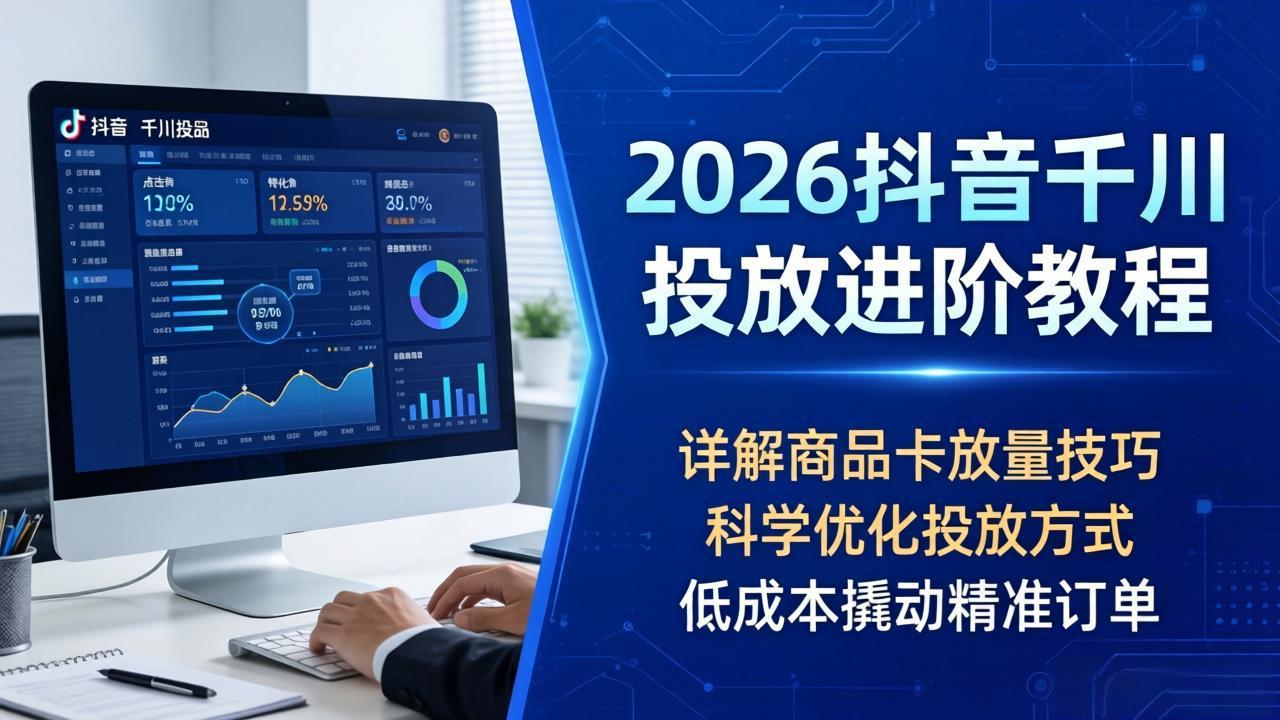 2026抖音千川投放进阶教程，详解商品卡放量技巧，科学优化投放方式，低成本撬动精准订单-月亮湾网创资源站