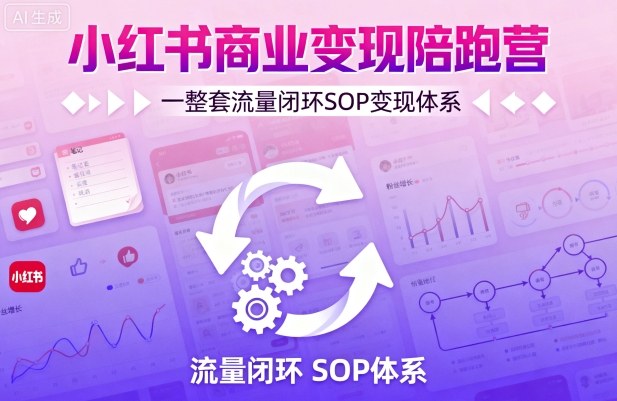 小红书商业变现陪跑营，轻IP矩阵 私域获客 聚光投流，一整套流量闭环SOP变现体系-月亮湾网创资源站