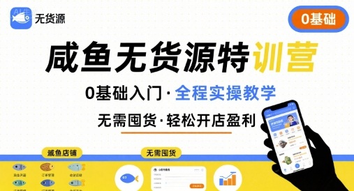 无货源特训营，0基础带你玩转咸鱼无货源-月亮湾网创资源站