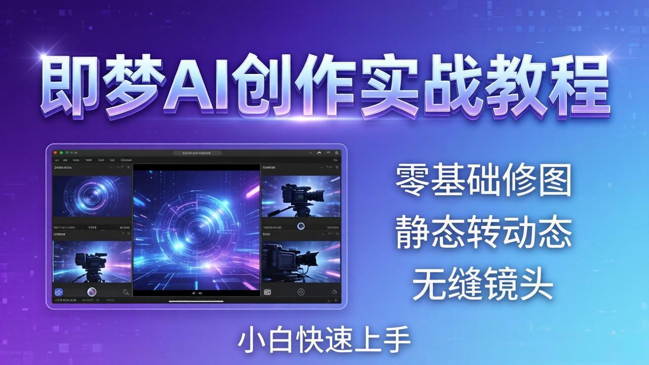 即梦AI创作实战教程，从零基础修图到AI导演，实战教学静态转动态+无缝镜头，小白快速上手-月亮湾网创资源站