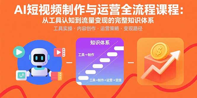 AI短视频制作与运营全流程课程：从工具认知到流量变现的完整知识体系-月亮湾网创资源站