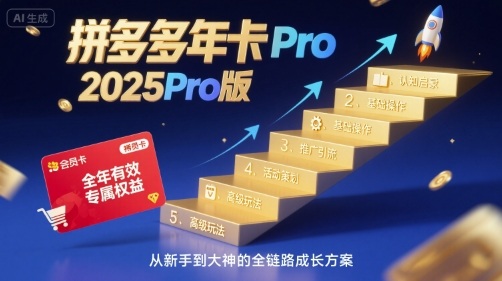 拼多多年卡2025Pro版，五大板块从认知到基础、从推广到活动、从活动到玩法-月亮湾网创资源站