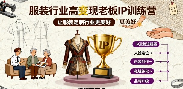 服装行业高变现老板IP训练营，让服装定制行业更美好-月亮湾网创资源站